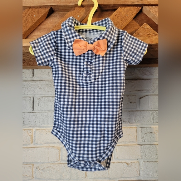 Little Treasure Plaid Bodysuit With bowtie 0-3 - Picture 1 of 4